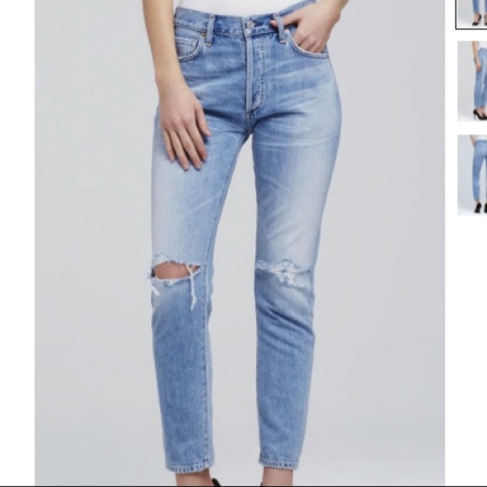 Citizens of Humanity Liya High Rise Classic Fit Jean - light wash, torn
